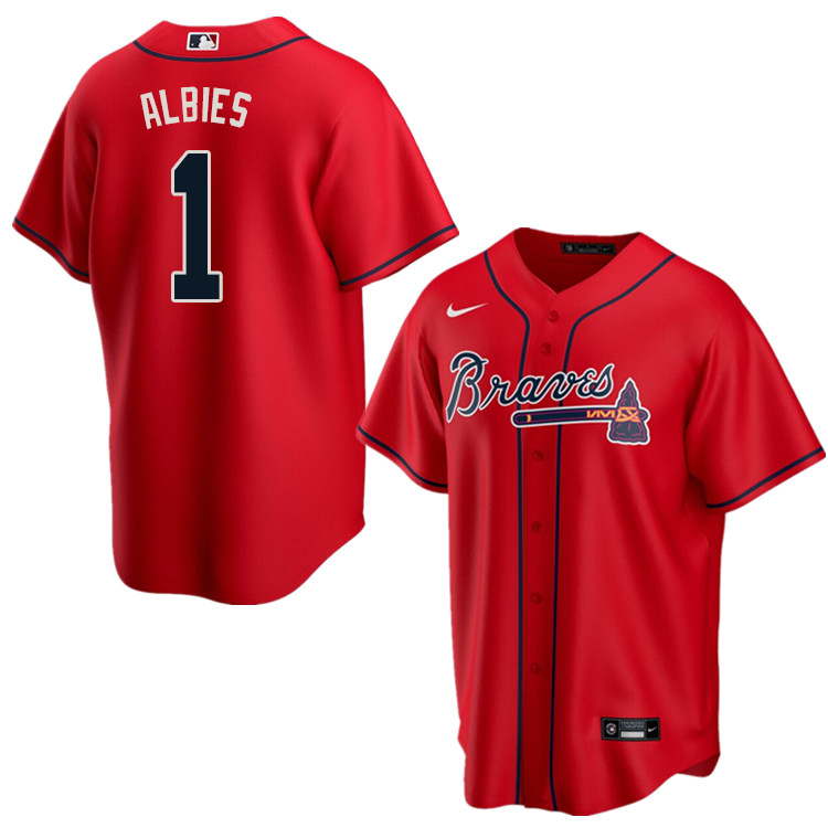 Nike Men #1 Ozzie Albies Atlanta Braves Baseball Jerseys Sale-Red